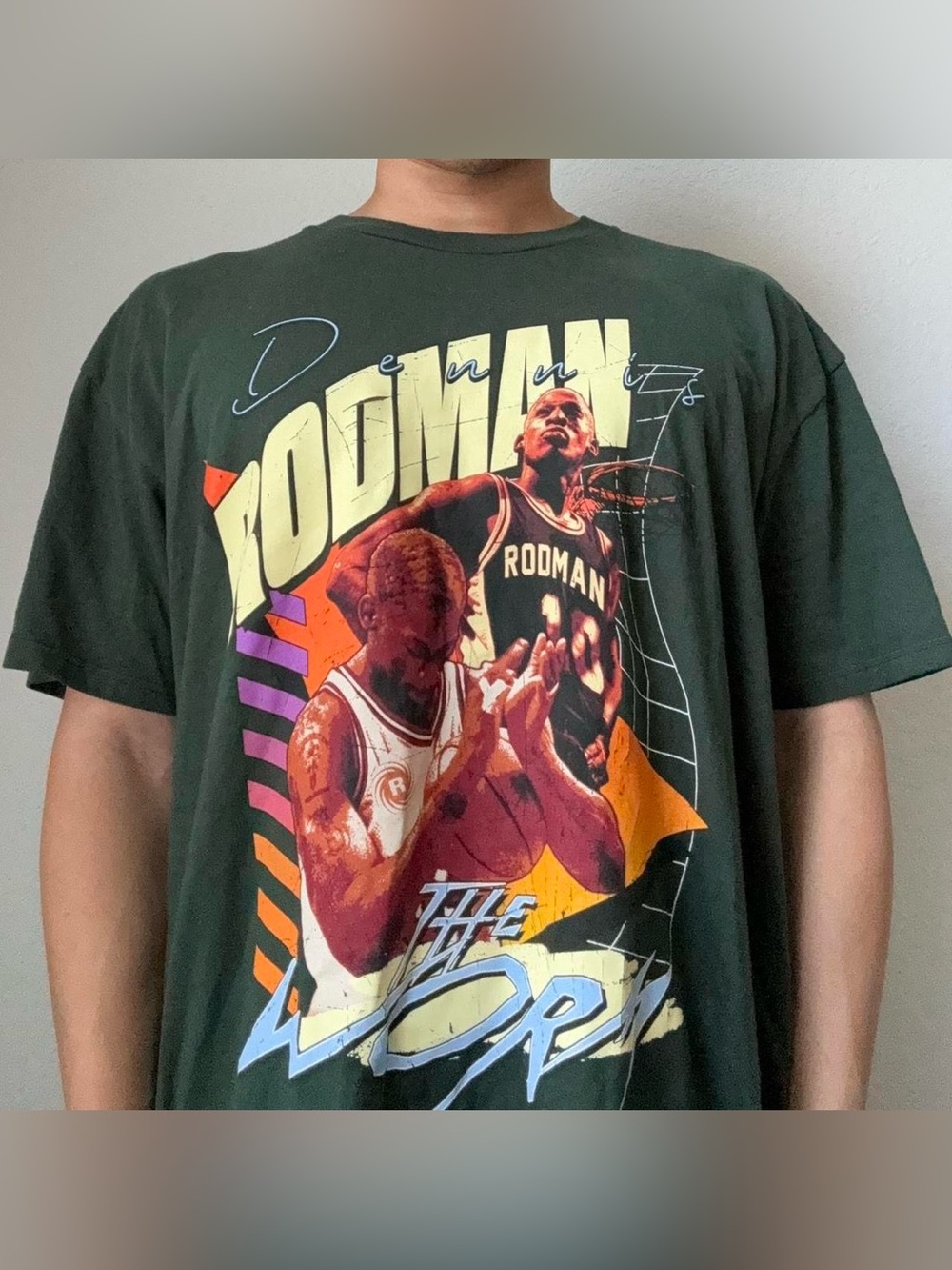 Dennis Rodman Rap Tee AOP Graphics Green Tee Shirt